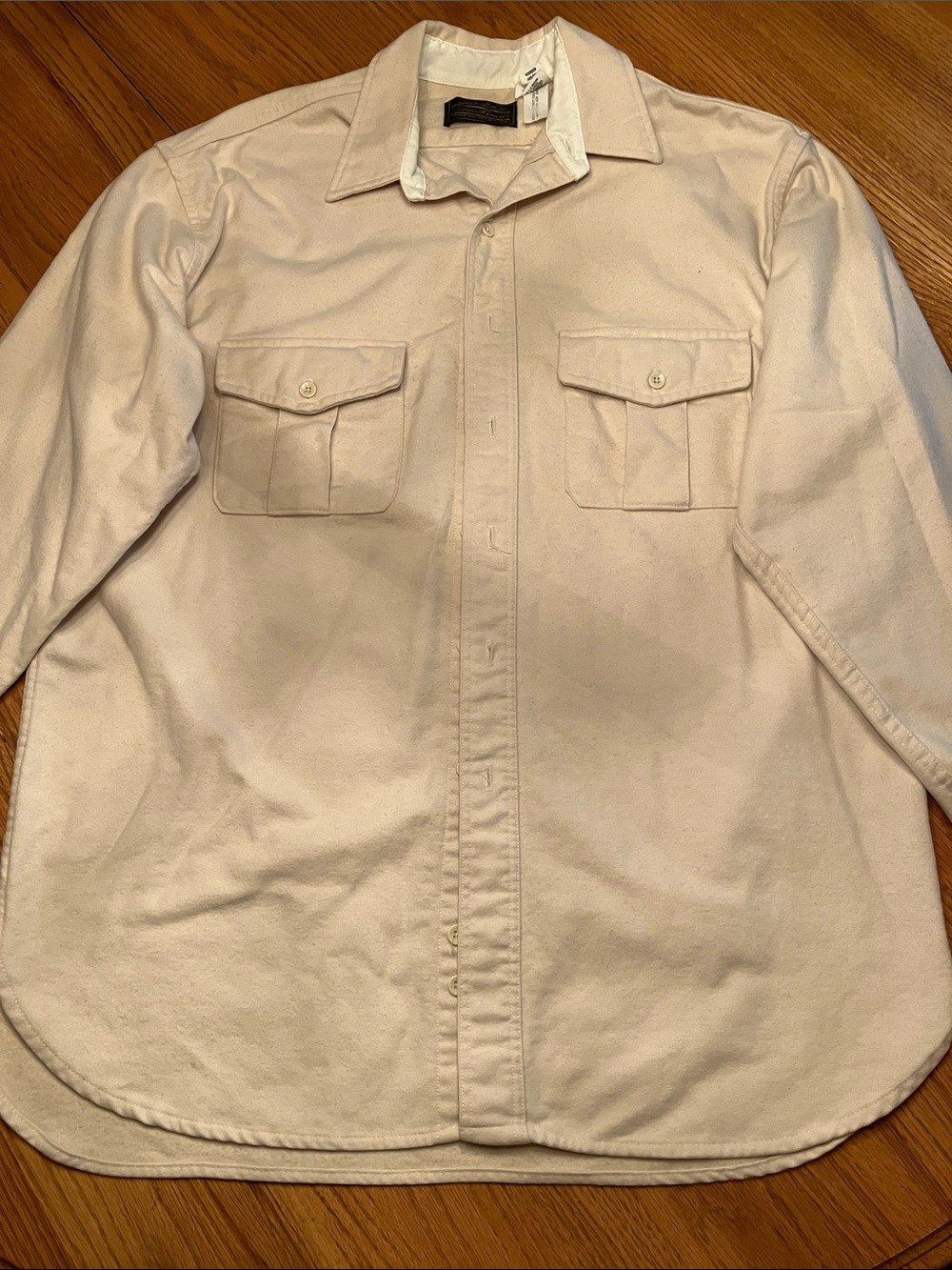 Eddie Bauer Cream Button-Front Casual Work Shirt